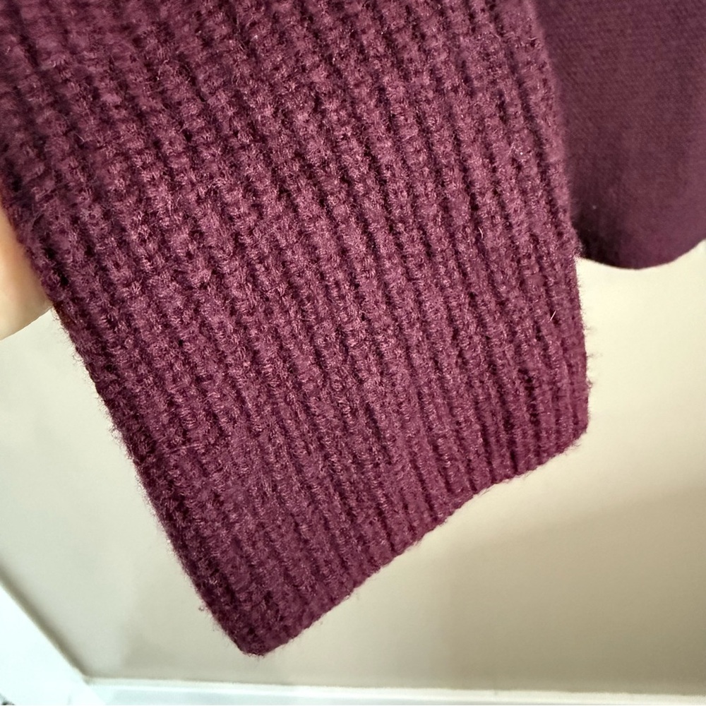 J. Jill Burgundy/Plum Wool Blend Mock Neck Mixed Stitch Sweater‎ Women’s M - Picture 5 of 9
